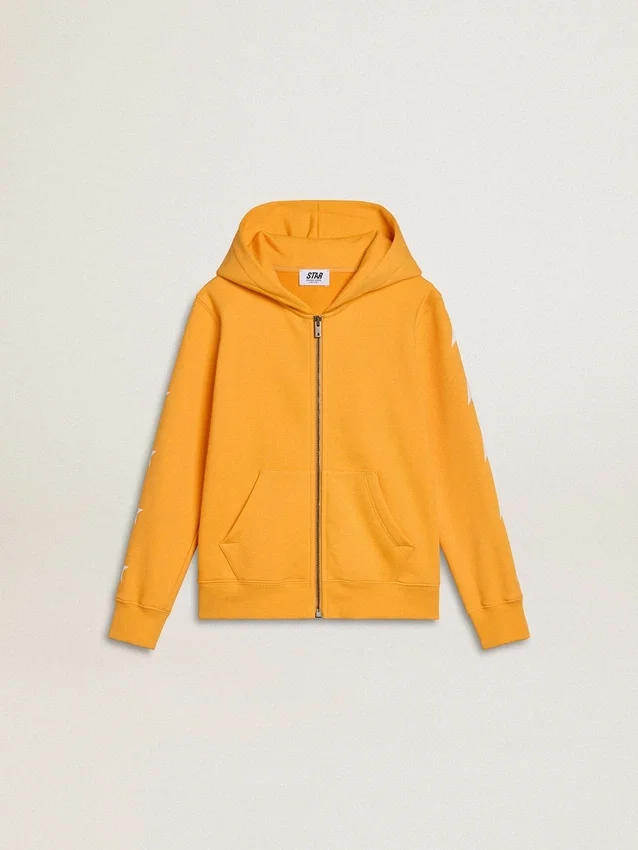 Boys’ orange sweatshirt with zip fastening