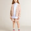 Boys' shirt in light blue and white striped cotton with embroidered logo