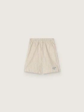 Boys’ striped shorts in ecru, beige and gray