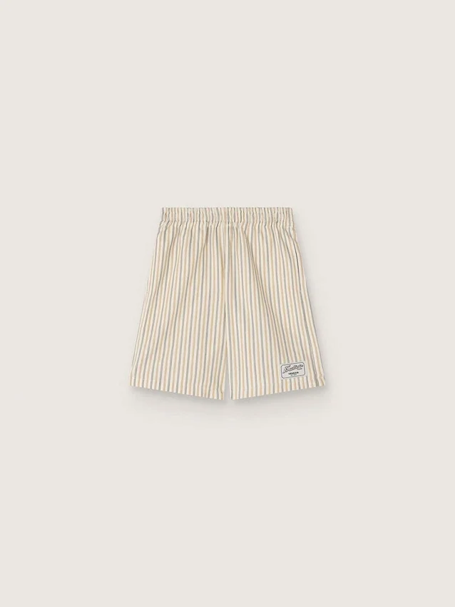 Boys’ striped shorts in ecru, beige and gray