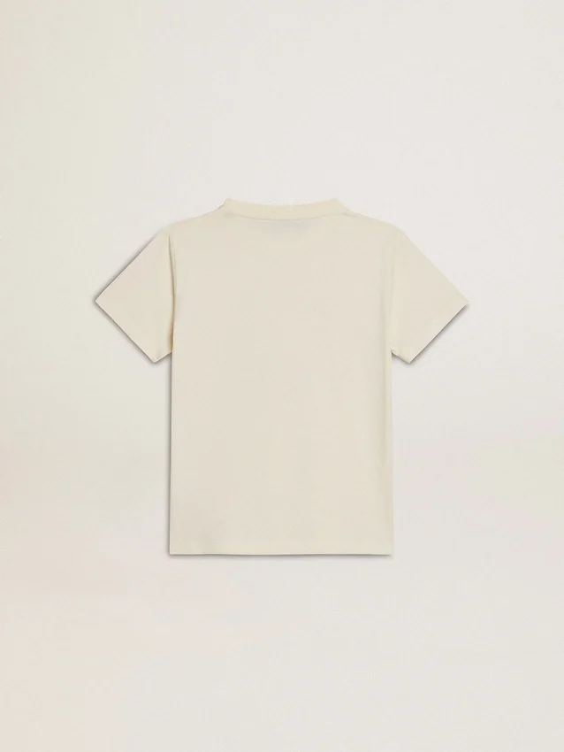 Boys’ T-shirt in worn white with multicolor lettering