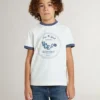 Boys' white T-shirt with blue print