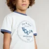Boys' white T-shirt with blue print