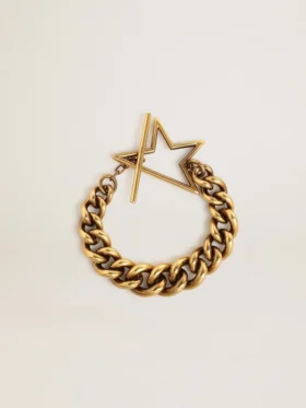 Bracelet in antique gold decreasing chain with star-shaped clasp