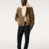 Brown leather biker jacket with a lived-in effect