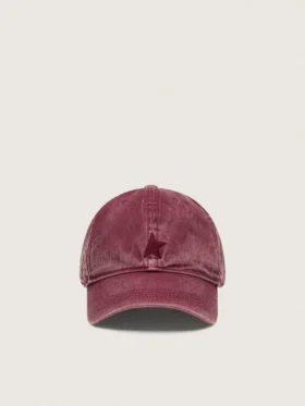 Burgundy baseball cap with tone-on-tone embroidered star