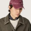 Burgundy baseball cap with tone-on-tone embroidered star
