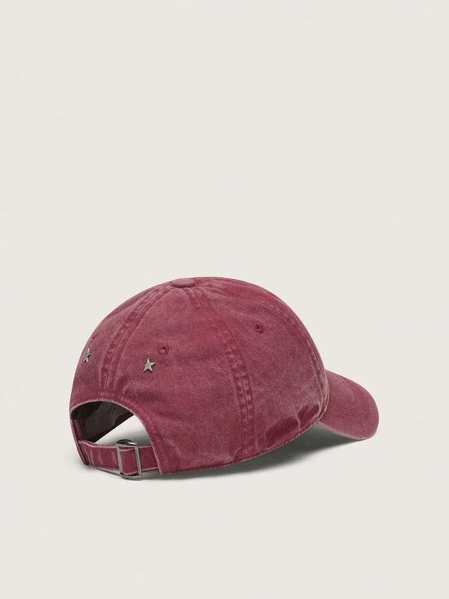 Burgundy baseball cap with tone-on-tone embroidered star