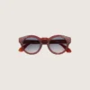 Cameron Panthos sunglasses with honey frame, precious stones and blue lenses