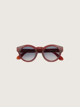 Cameron Panthos sunglasses with honey frame, precious stones and blue lenses