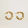 Chain hoop earrings with antique gold colored braided links