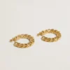 Chain hoop earrings with antique gold colored braided links