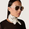 Charlie aviator sunglasses with pearl white frame and gold lenses