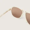 Charlie aviator sunglasses with pearl white frame and gold lenses