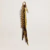 Charm with yellow and brown knotted hiking laces with chain