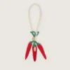 Chili pepper charm in cotton crochet with white crochet chain