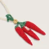 Chili pepper charm in cotton crochet with white crochet chain