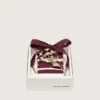 CNY Skins laces in burgundy wool with gold flower pin