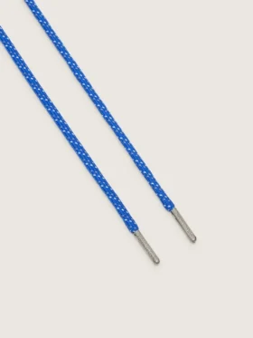Cobalt blue hiking laces with gray and white details