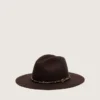 Coffee-brown hat with studded leather strap