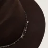 Coffee-brown hat with studded leather strap