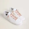 Cotton laces with silver Swarovski crystals and gold-colored logo