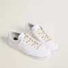 Cotton laces with silver Swarovski crystals and gold-colored logo