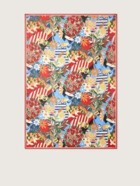 Cotton scarf with multicolor print