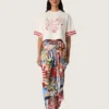 Cotton scarf with multicolor print