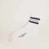 Cotton socks with distressed finishes, blue stripes and logo
