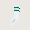 Cotton socks with distressed finishes, green stripes and logo