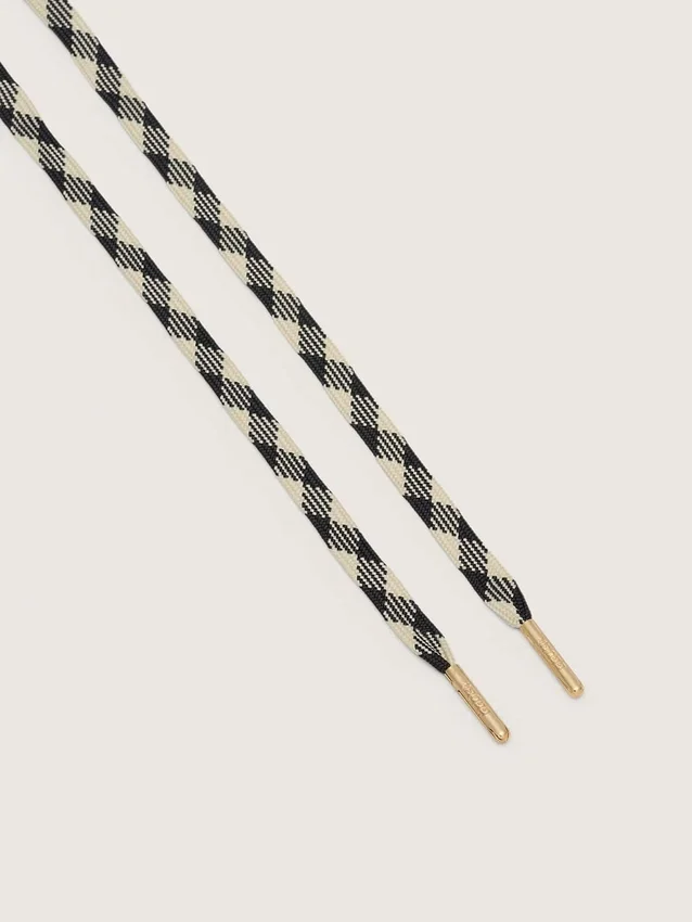 Cream and black checked laces