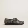 Cruise Teen loafer in distressed-effect black leather