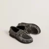 Cruise Teen loafer in distressed-effect black leather