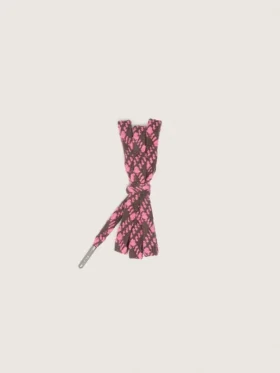 Dark brown and pink tartan laces