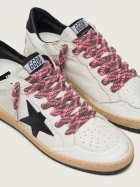 Dark brown and pink tartan laces
