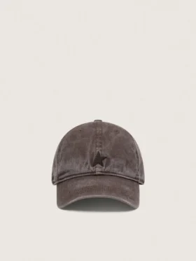 Dark brown baseball cap with tone-on-tone embroidered star