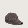 Dark brown baseball cap with tone-on-tone embroidered star