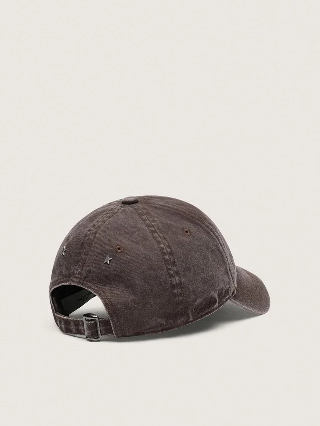 Dark brown baseball cap with tone-on-tone embroidered star