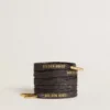 Dark gray lurex laces with contrasting gold logo