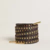 Dark gray Lurex laces with contrasting gold stars