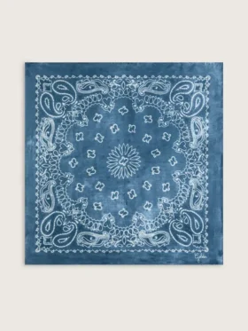 Denim-blue Golden Collection scarf with paisley pattern