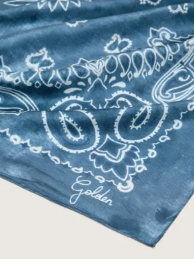 Denim-blue Golden Collection scarf with paisley pattern