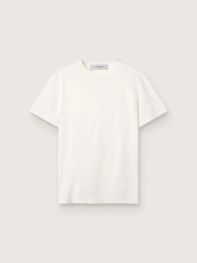 Distressed regular-fit women’s T-shirt in white