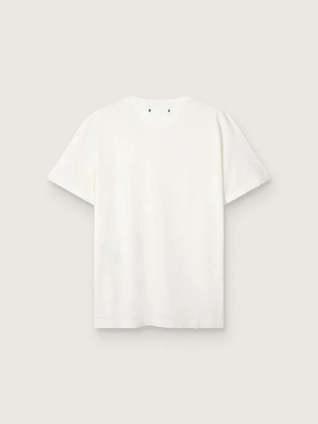Distressed regular-fit women’s T-shirt in white