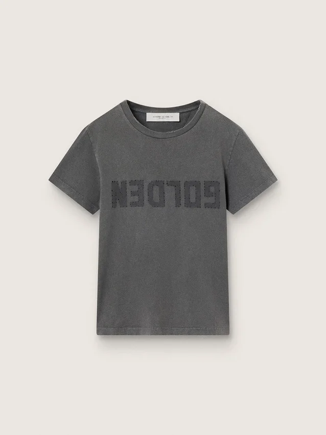 Distressed slim-fit T-shirt in anthracite gray