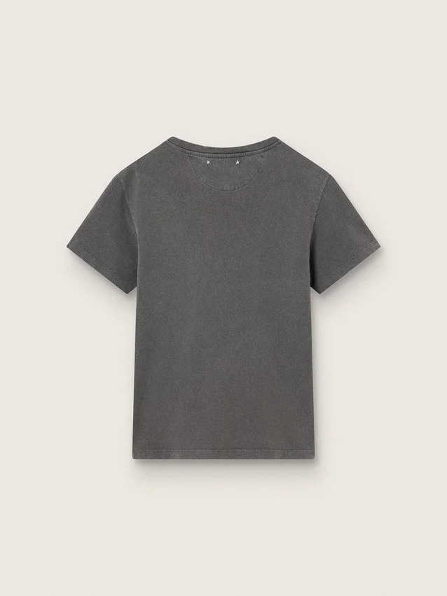 Distressed slim-fit T-shirt in anthracite gray