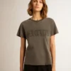 Distressed slim-fit T-shirt in anthracite gray