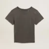 Distressed slim-fit T-shirt in anthracite gray