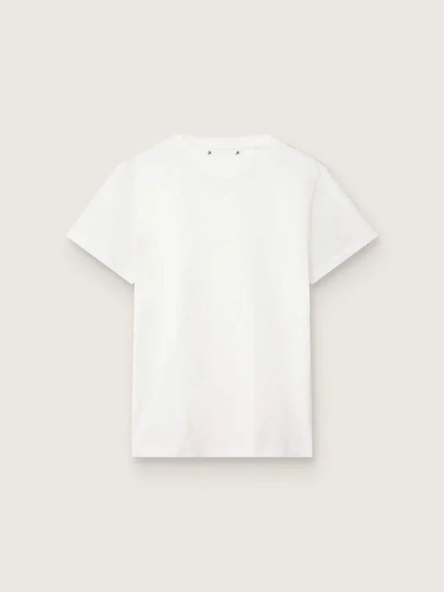 Distressed slim-fit women’s T-shirt in white